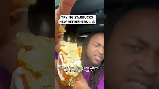 Trying Starbucks New Refreshers 🫐☀️ foodreview foodie starbucks rasberry lemon ade n [upl. by Ahseenyt]