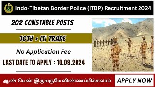 ITBP Recruitment 2024  Constable Posts  Eligibility 10th  ITI 👉TN GOVERNMENT JOBS [upl. by Aicilav]