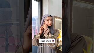 eidhijabseries Eid Special 🌙Hijab Tutorial W Earrings  chiffon layered Hijab Style drsidra9oor [upl. by Vallery518]