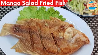 Thai Mango Salad with DeepFried Tilapia Fish  ปลาทอดยำมะม่วง [upl. by Lyons]