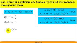 Określ monotoniczność funkcji z definicji  Matfiz24pl [upl. by Margit817]