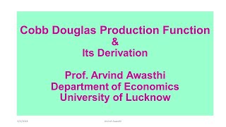 Cobb Douglas Production Function  I [upl. by Alegnasor]