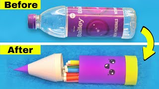 DIY Pencil box with water bottle  How to make cute pencil box from water bottle [upl. by Adnawaj745]