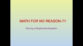 Math For No Reason 71 [upl. by Anaitsirc]