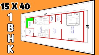 15 40 west Facing House Plan  Modern 1BHK House Design  15x40 West Facing Home Plan [upl. by Victorine]