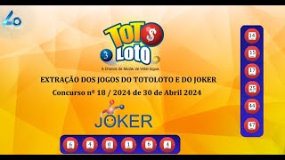 Extração Totoloto amp Joker  30 de Abril 2024 [upl. by Nereus]