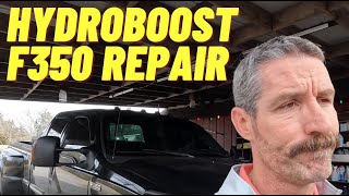 Hydroboost Replacement on F350 60 Powerstroke 2003 AC Clutch Fix and Bleeding the Power Steering [upl. by Zohara]