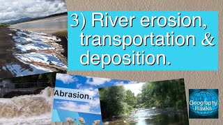 3 River erosion transportation amp deposition Powered by GeographyHawks [upl. by Xanthe]