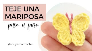 COMO TEJER MARIPOSAS A CROCHET aprende a tejer una mariposa pequeña a gancho tutorial paso a paso [upl. by Irap959]