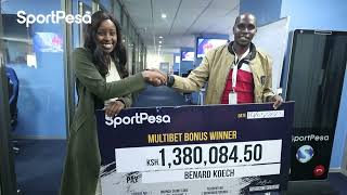 SPORTPESA 1000 MULTIBET BONUS WINNER  BENARD KOECH [upl. by Ihsorih]