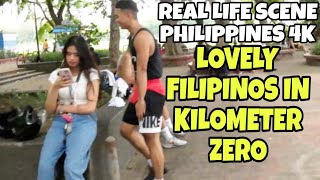 LOVELY FILIPINOS IN KILOMETER ZERO MANILA BEST TOUR WALKING TOUR IN PHILIPPINES 4K [upl. by Aryek]