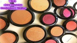 MAC Extra Dimension Skinfinish  Blushes HAUL ALL SHADES [upl. by Adihsaar]