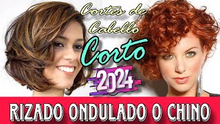 CORTES de CABELLO RIZADO CORTO Tendencia 2024 Lo Mejor del Momento CORTES y ESTILOS para MUJERES [upl. by Haimehen]