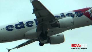 ✈ Edelweiss Air A320200 fullHD CLOSEUP takeoff at Zurich Airport [upl. by Amatruda]