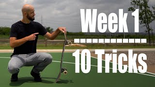 10 Things To Learn Your FIRST WEEK Skateboarding 🛹 [upl. by Htebazie]