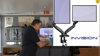 Invision MX 300 Dual PC Monitor Arm Unboxing Setup and Review absolutely love it [upl. by Reg971]