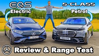 Mercedes EQS vs SClass review and range test Petrol vs Electric [upl. by Herculie]