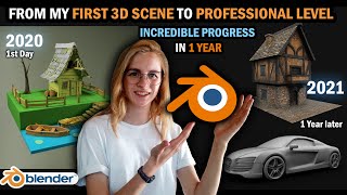 My 1 YEAR BLENDER Progression  1 year of learning 3d modeling in 5 minutes  CG Bird [upl. by Philly406]