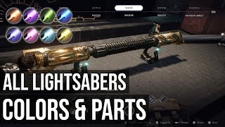 All Lightsaber Sets Colors Parts amp Materials Showcase  Star Wars Jedi Fallen Order [upl. by Dnomder84]