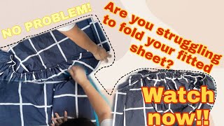 How to fold fitted sheet  Easy Tutorial [upl. by Etnovert]