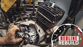 Twostroke engine rebuild timelapse  1978 Kawasaki KE100 motorcycle  Redline Rebuild S2E2 [upl. by Ybocaj]