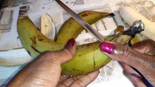 How to peel unripe Plantain without hurting tour nails [upl. by Sibyls25]