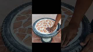 DIY Cement Ideas  Making Table Cement From Old Tire [upl. by Anisamoht]