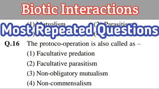 Biotic Interaction in ecosystem  ecology mcq  ecosystem mcq [upl. by Adnoraj]