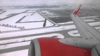 Slow Flex TakeOff Out Of Snowy Munich On TUIfly Air Berlin B737700 [upl. by Atika647]