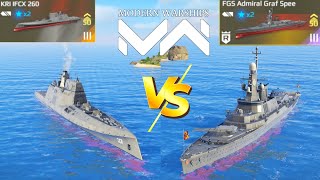 Modern Warships KRI IFCX 260 Vs FGS Admiral Graf Spee  Im Time Traveler Vs MWTG [upl. by Hyps808]