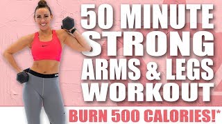 50 Minute STRONG LEGS AND ARMS WORKOUT 🔥Burn 500 Calories 🔥Sydney Cummings [upl. by Daffodil]