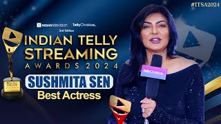 Sushmita Sen Wins Best Actress For Taali  Indian Telly Streaming Awards 2024 [upl. by Enelav679]