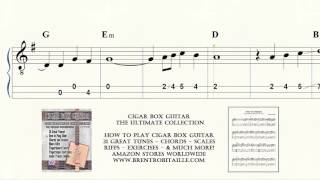 Cigar Box Guitar  The Water is Wide  Tab  Notes  Chords  Brent Robitaille [upl. by Atirac]