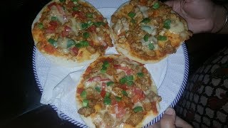 Pan Pizza Recipe without Oven  Homemade Mini Pizza on Tawa Samina in Kitchen [upl. by Black]