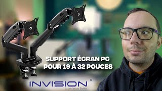 Support double écran PC à bras de 19 à 32 Pouces  Invision [upl. by Grantland]