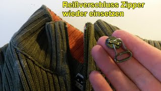 Reißverschluss Zipper wieder einsetzen  einfädeln Schieber vom Reißverschluss reparieren Anleitung [upl. by Stockwell]