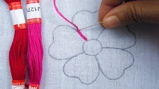 Hand Embroidery Net Stitch Embroidery Flower Easy Flower Embroidery [upl. by Joerg]