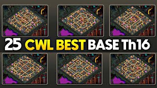 25 NEW CWL BEST BASE TH16 Anti 2 Star War Base Link New Th16 Cwl Base LinkAnti Root Rider Base [upl. by Eenafit]