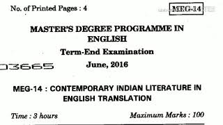 How to prepare MEG 14 contemporary Indian literature in English translation MA English IGNOU [upl. by Vedette]