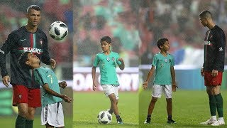 Cristiano Ronaldo Jr impressing Cristiano With Great Finish After Portugal Game [upl. by Ardme]