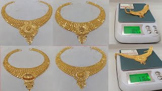 Necklace Designs In Gold With Weight And Price  Light Weight Necklace Picture [upl. by Imugem]