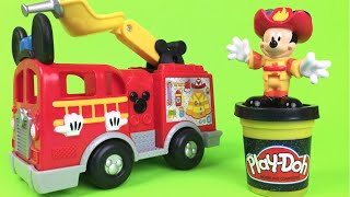 Play Doh Mickey Mouse Clubhouse Save the Day Fire Truck Rescue Toys Play Doh [upl. by Wanonah]