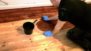 How to Stain a Wooden Floor pro method for DIY [upl. by Coshow]