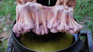 Deep Fried Chitterlings Recipe  How to Cook Chitterlings  Crunchy Chitlins Cooking and Eating [upl. by Hsina]