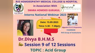 Acid remedies in Homeopathy I Dr Divya I RVS Homeo College Coimbatore [upl. by Aserret]