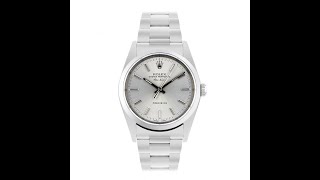 Rolex AirKing 34MM Silver Baton Dial Stainless Steel  14000M  2001 [upl. by Stafani]