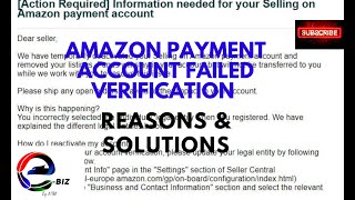 How to Fix Amazon Payment Verification Failed  Amazon Payment eBIZ BY MTKK OFFICIAL [upl. by Inhsor]