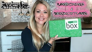 FRESSBOX UNBOXING  brandnooz Box Oktober 2018  Alles verkostet und aufgegessen [upl. by Rebmit767]