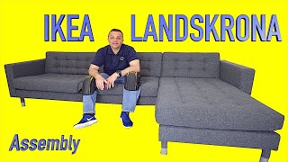 Ikea LANDSKRONA 3 seat sofa with chaise longue Assembly instructions [upl. by Pownall]