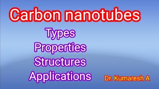 Carbon NanotubesClassificationsStructures properties ApplicationsKumaresh A [upl. by Leihcar567]